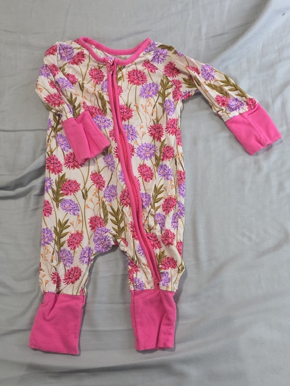Floral Pink & Lavender Baby One-Piece Romper